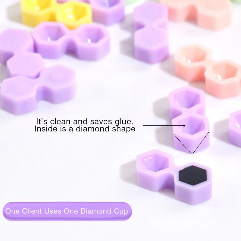 200pcs/bag Disposable Glue Rings Plastic Cup Rings Holder Diamond Shape Tattoo Pigment Eyelash Extension Tools Lash Supplies