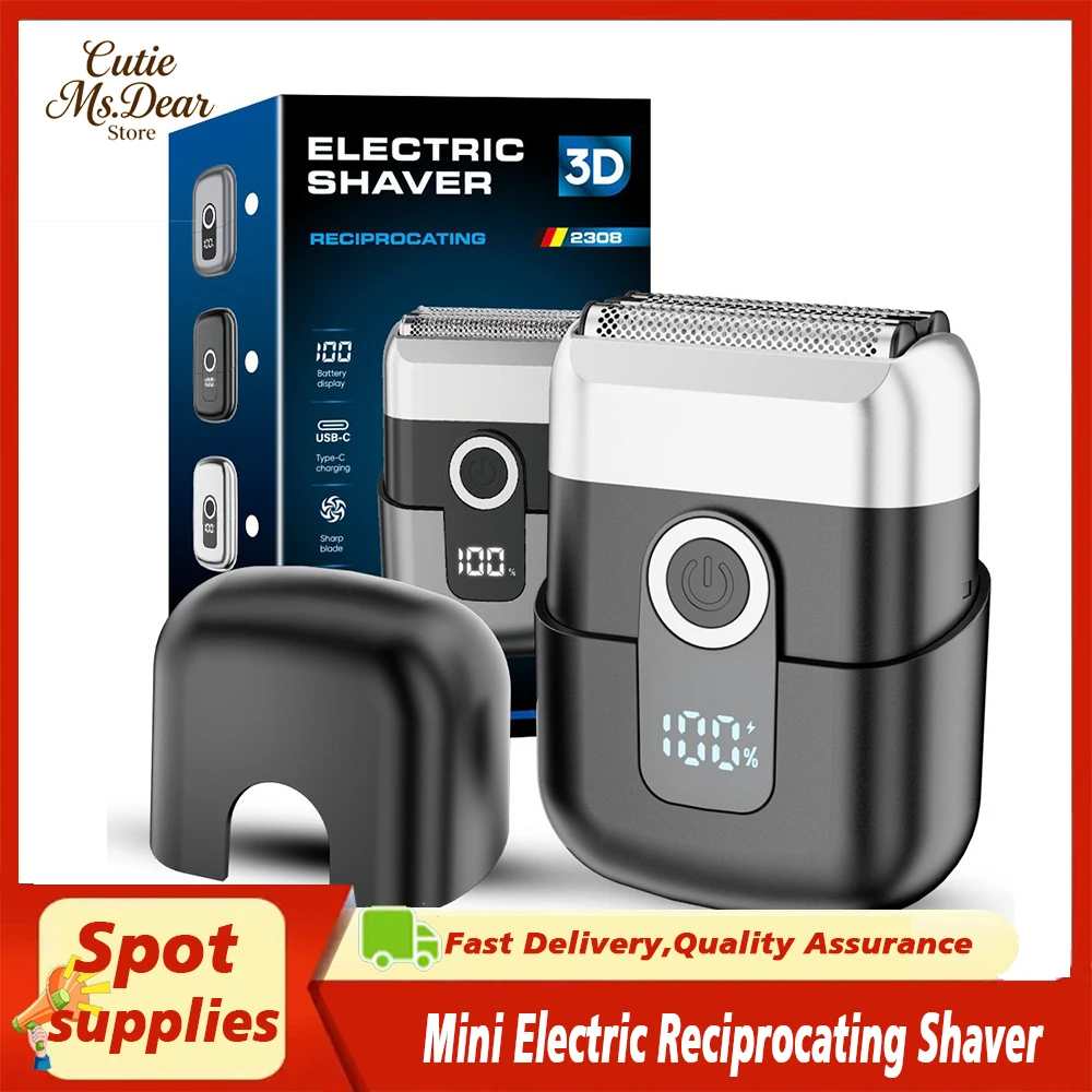 

Mini Electric Reciprocating Shaver With Digital Display Beard Blade, Fast Charging Water, Portable Car Mounted Men'S Beard Blade