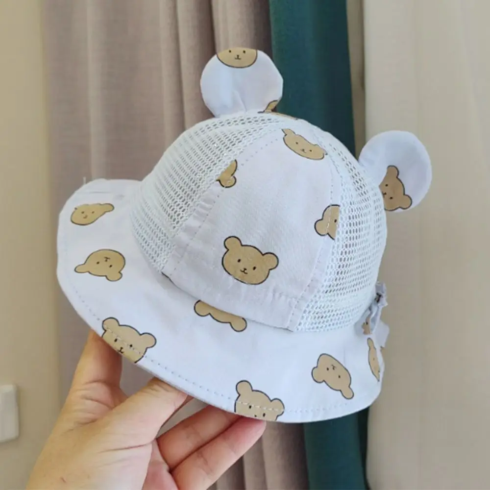 Cartoon Bear Baby Bucket Caps for Boy Girl Cute Animal Printing Infant Fisherman Hat Summer Toddler Panama Sun Cap