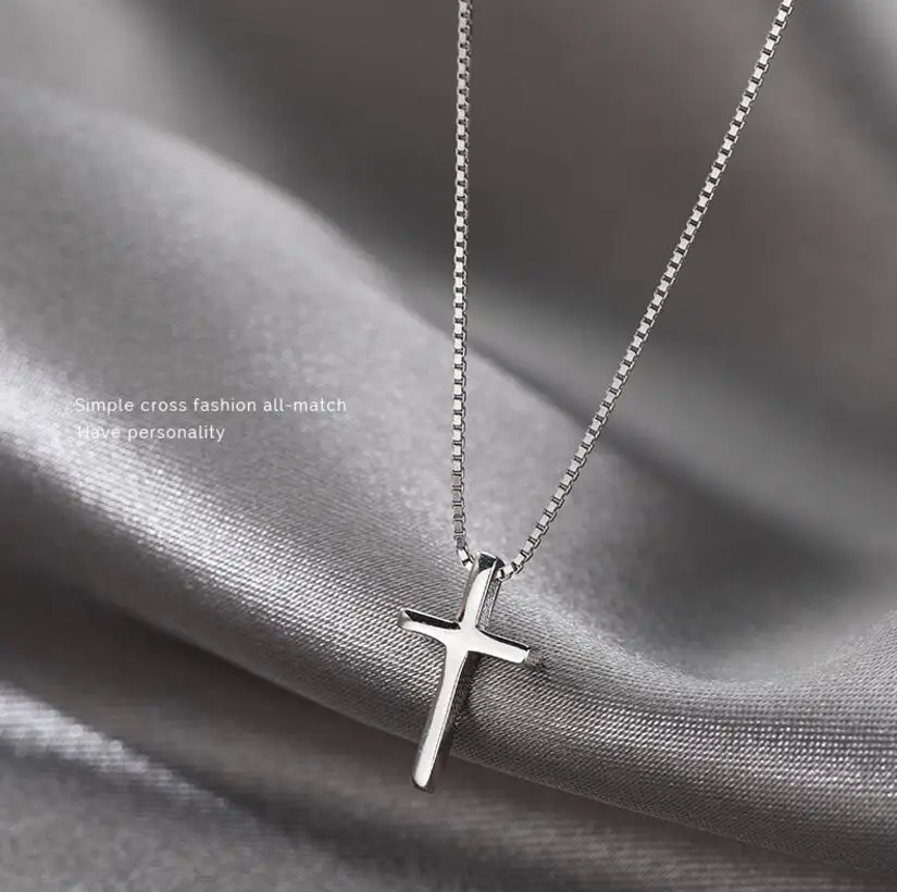 925 Sterling Silver Female Cross Pendants Dropshipping Smooth Cross Pendant Necklace Jewelry For Women Wedding Gift