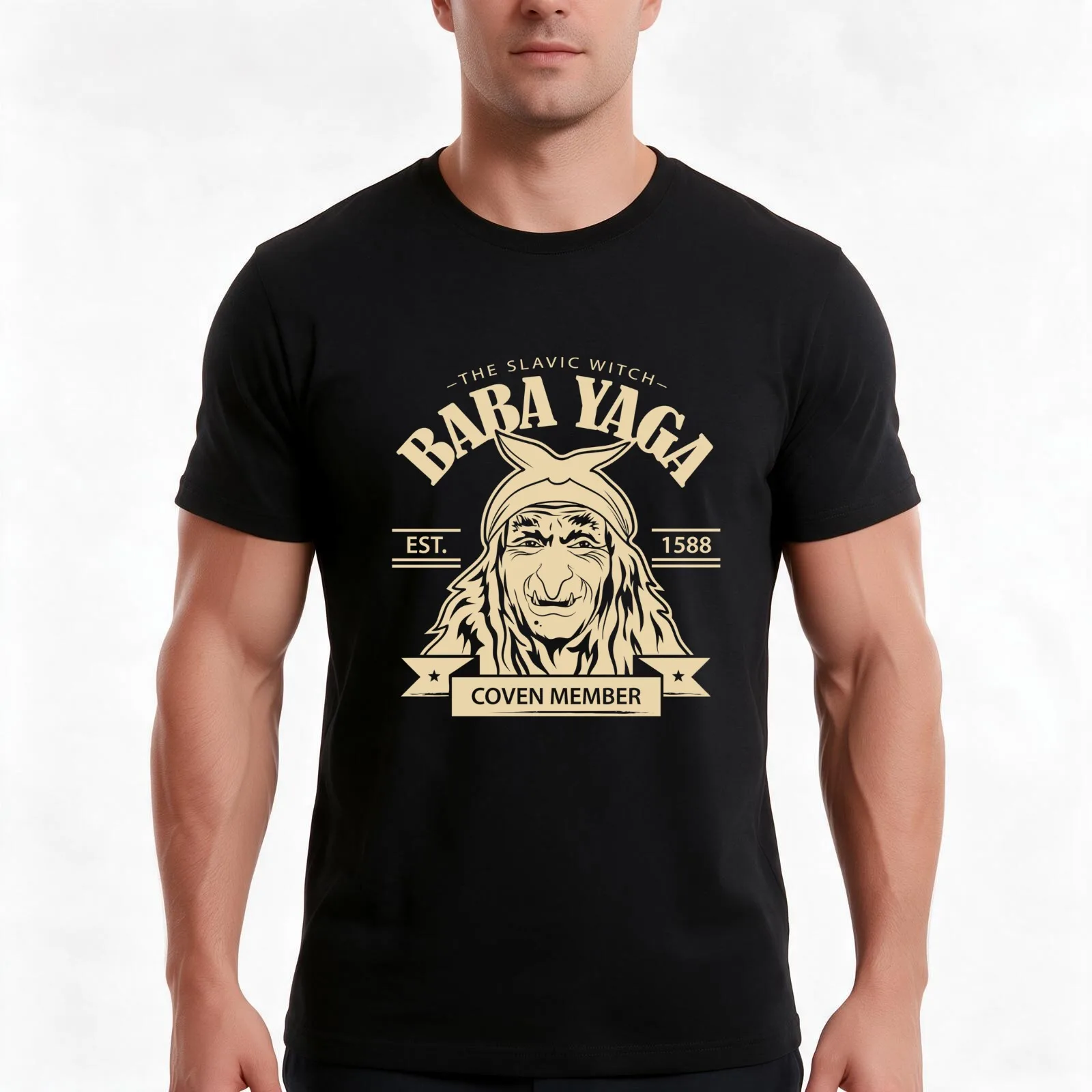 Baba Yaga T-Shirt, Summer Casual Cotton Tee, Oversized Streetwear Tops, Vintage Graphic Print, Loose Fit Short Sleeve