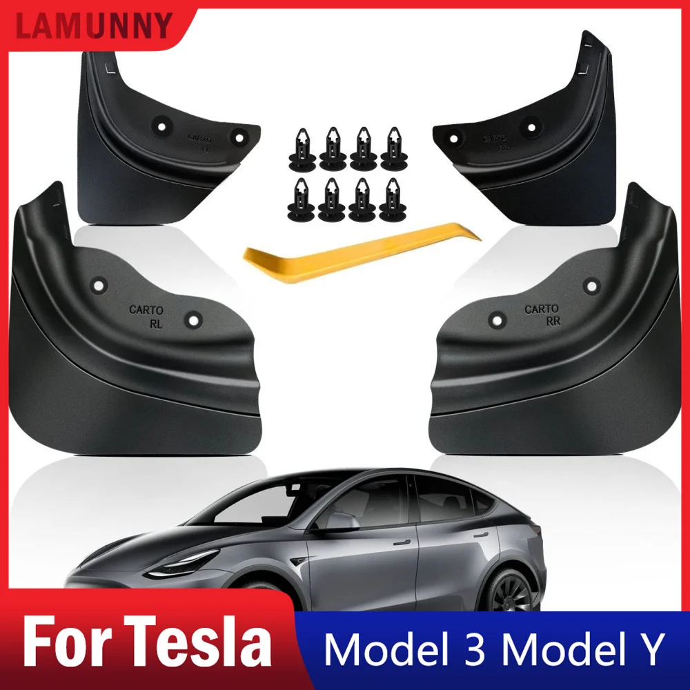 

Mud Flaps for Model Y Accessories,No Drilling Required Mud Flaps Splash Guards All Weather Upgraded Version Front Rear Mud Flaps