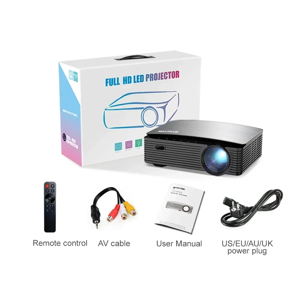 BYINTEK K25 Full HD 1080P ProJector LCD LED Projector Electric Focus Beamer For Home Theater(Android more 30usd)