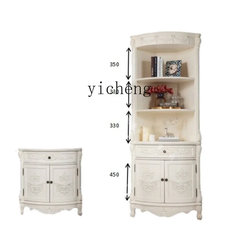 Retro European Style Living Room ARC Triangle Cabinet Mediterranean Corner Fan TV Cupboard