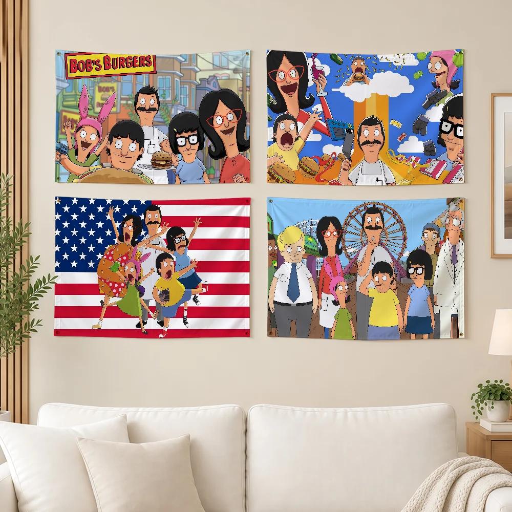 Cartoon B-Bobs B-Burgers Flag Durable Outdoor Decoration Indoor Design Patio Festive Classic Pole Wall Room Banner