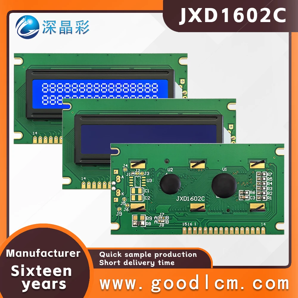 Industrial control lcd 16 * 2 dot matrix LCD screen JXD1602C STN Blue Negative Digital Character Screen LCM display module