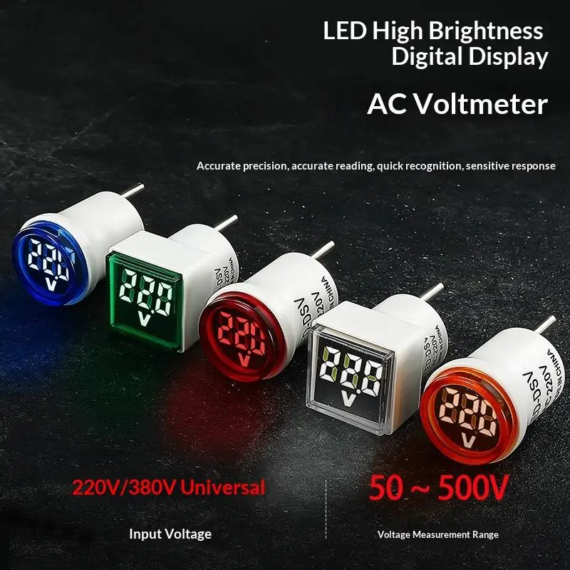 LED Digital AC Voltmeter Dustproof EU Plug 50-500V Voltage Tester for Outdoor Temporary Power Supply Inspection