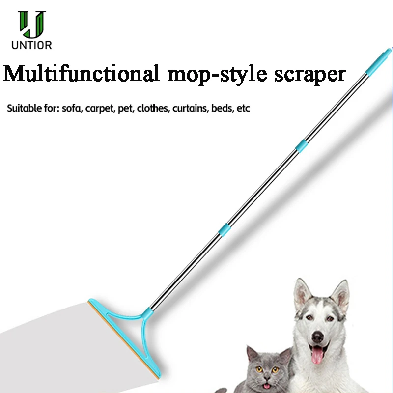 UNTIOR Haarentferner-Rechen, langer Griff, langlebiger Besen mit Metallbürste für Teppiche, Teppiche, Möbel, Couch, Haustier, Hunde- und Katzenhaarreinigung