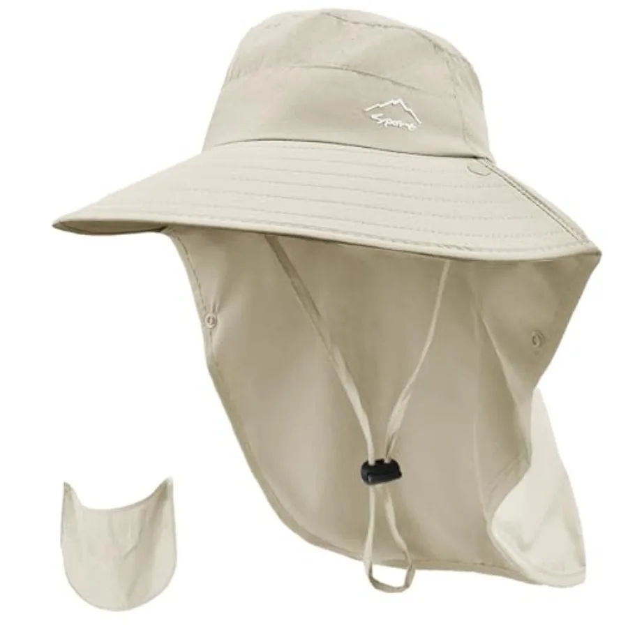 

Rosoz Sun Hat for Men Women with Neck Flap, Wide Brim UPF50+ Fishing Hat with Detachable Face Cover Outdoor Sun Protection Hat