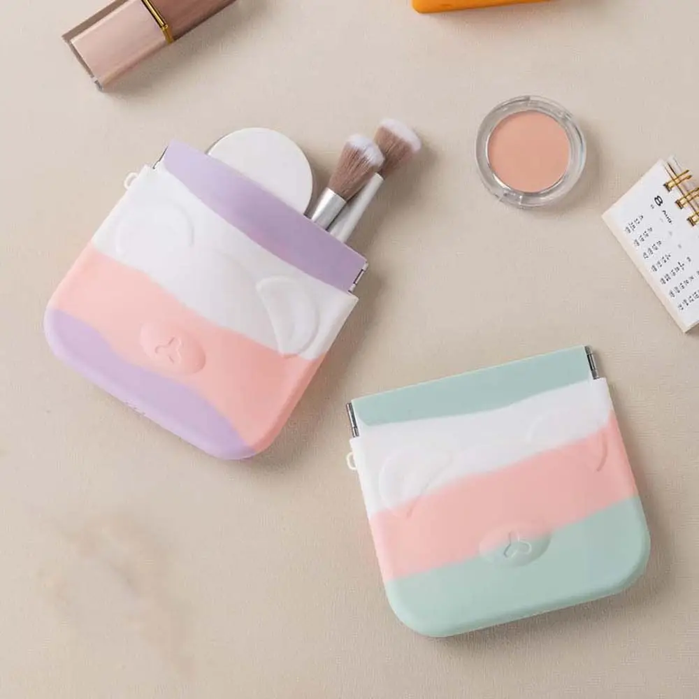 

Solid Color Silicone Bear Coin Purse Large Capacity Cartoon Animal Self-closing Lipstick Bag Card Holder Korean Style
