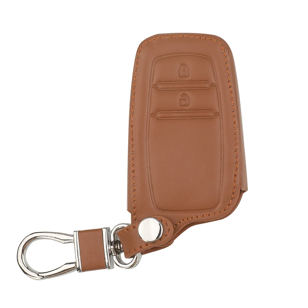 jingyuqin Leather Car Key Shell Case Fob Holder Protect For Toyota CHR C-HR 2017 Prius 2/3 Buttons Accessories