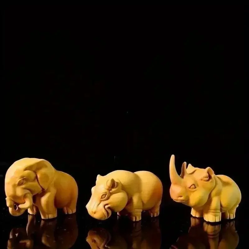かわいい木彫り動物像装飾品用品彫刻と置物家の装飾デスクアクセサリー