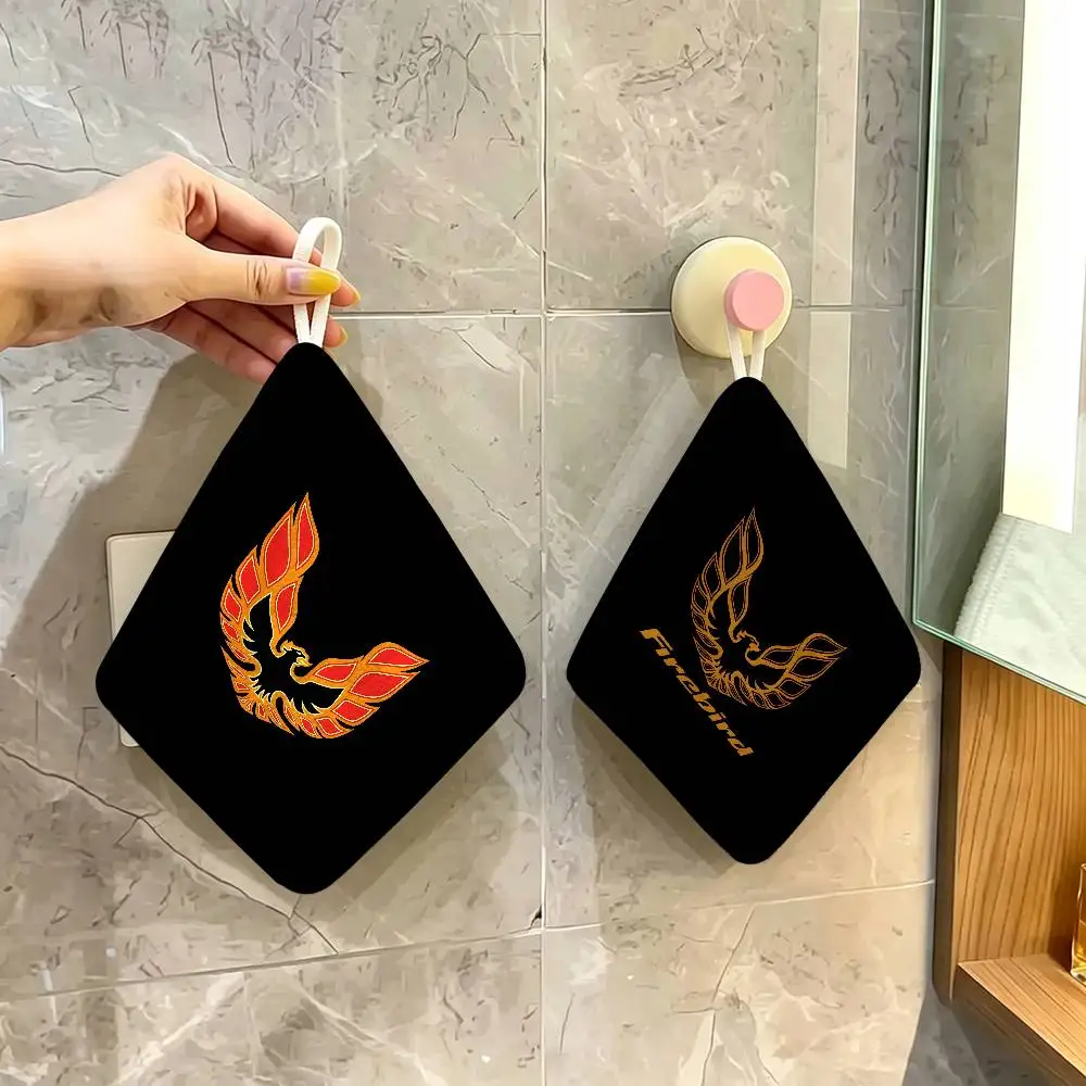 P-Pontiac F-Firebird logo Trans-Am Thickened Polyester Cotton Hanging Towel, High Absorbent Hand Wiping Towel for Indoor Use