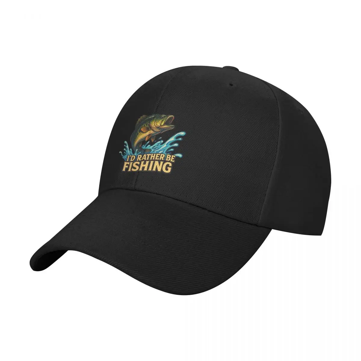 Fashion I D Rather Be Fishing Bass Splash Design baseball cap Students Men's Summer Cap