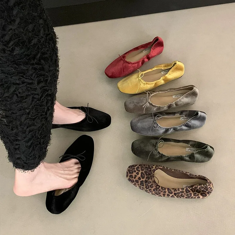 Damen-Schmetterlingsknoten-Ballerinas, flache, lässige, modische Seiden-Ballerinas für Frauen, Tanzschuhe, Frühling/Herbst, neu – Detail 1