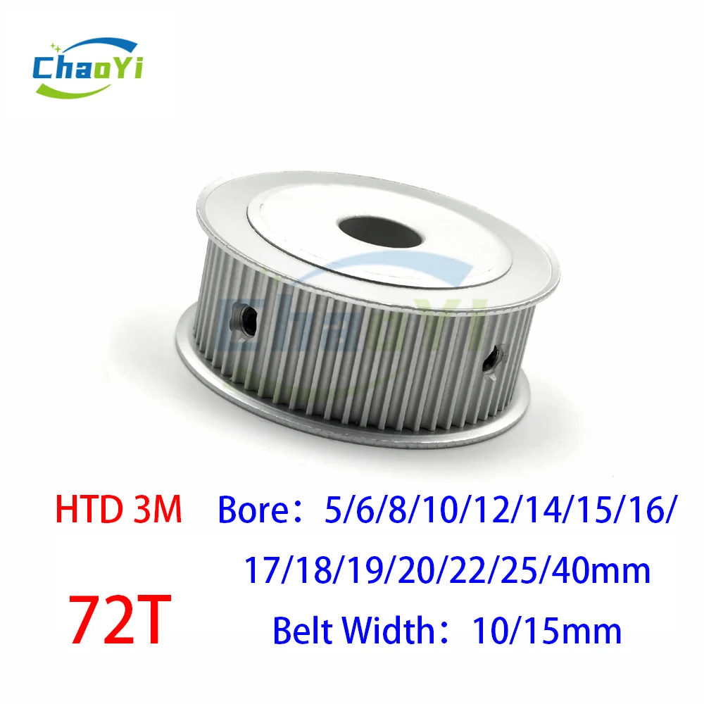 

HTD 3M 72 Teeth Timing Pulley Bore 5/6/8/10/12/14/15/17/19/20/25mm Fit Belt Width 10/15mm 3M 72Teeth Synchronous Wheel 72T Gears