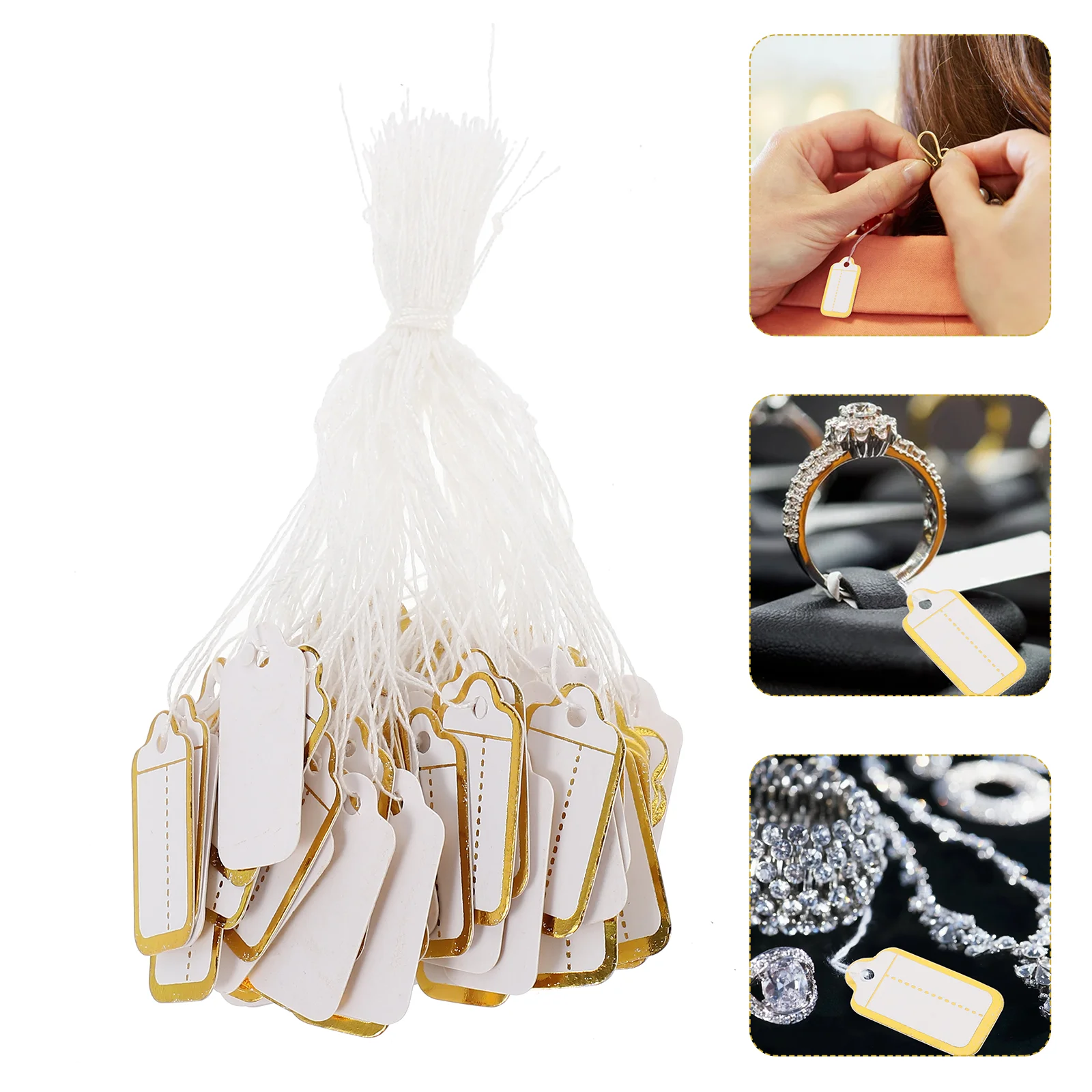 500 szt. Elementy złączne Wiszące metki Półka supermarketu Etykieta Stojak Naklejki na klejnoty Pierścień Cena Puste