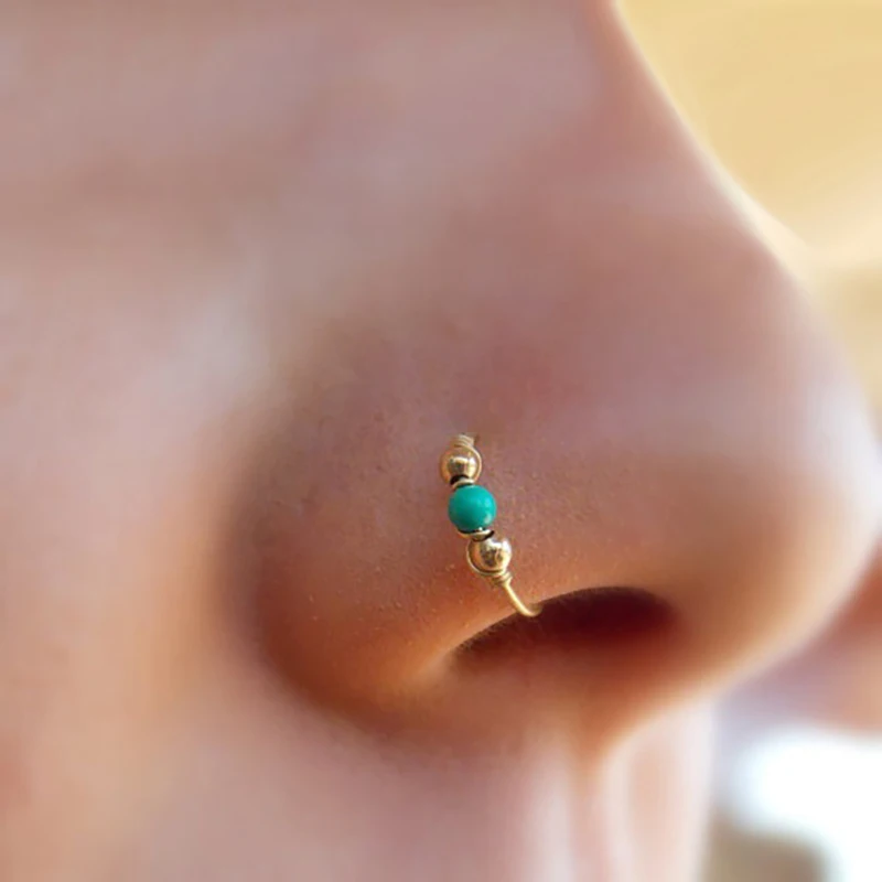 3pcs Beads Captive Nose Rings Septum Piercing Hoop Earrings Lip Ring Ear Cartilage Tragus Helix Circular Body Jewelry