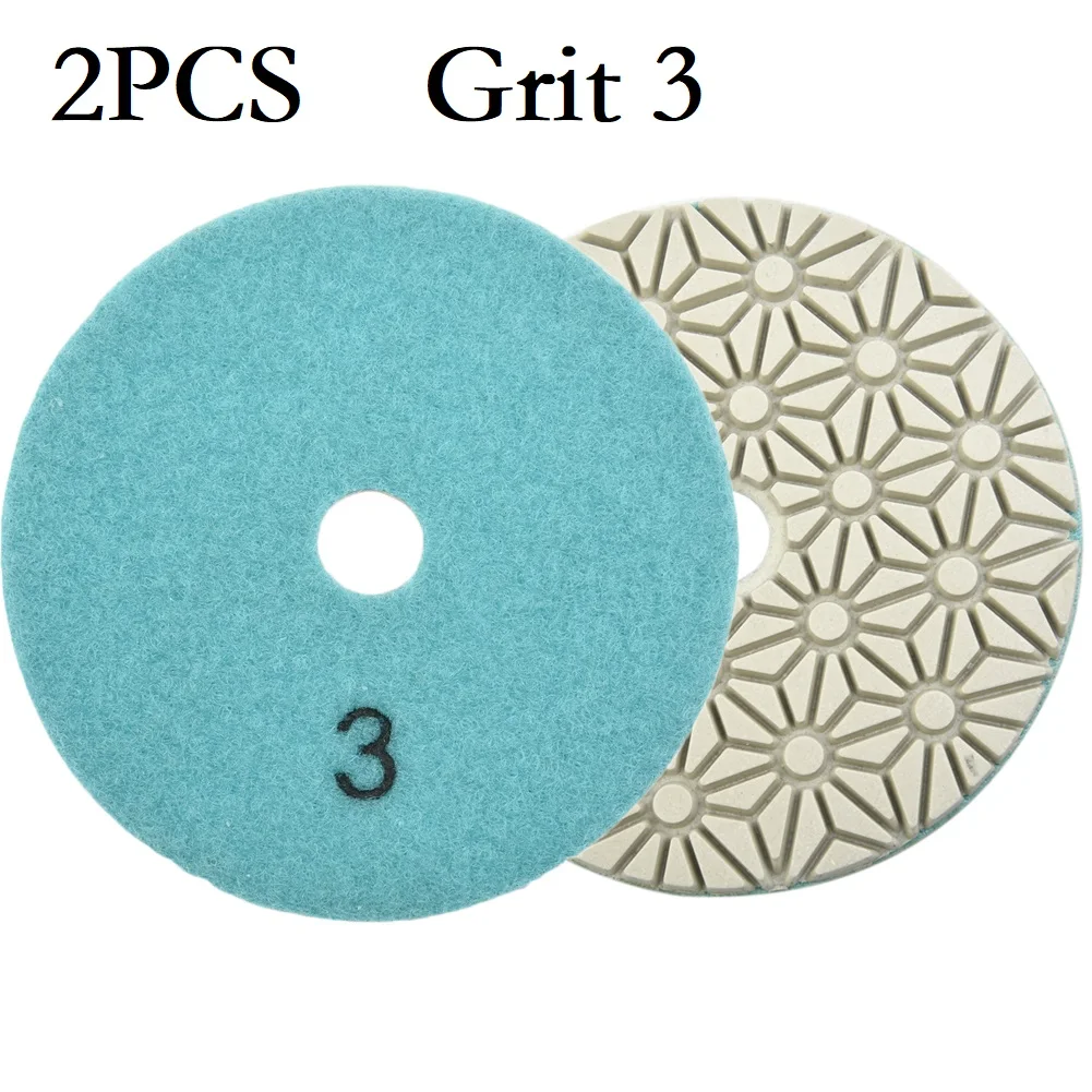 2PCS 4 Inch 100mm Diamond Polishing Pads Kit Wet/Dry For Sanding Marble Granite Concrete Grinding Discs Set