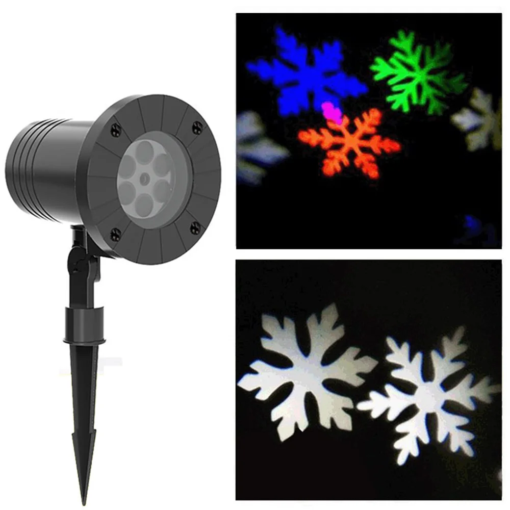 Lampe de Projection de flocon de neige à 4 motifs, décoration de fête de noël, lumières de pelouse extérieures étanches, lumières de scène, ornement de vacances