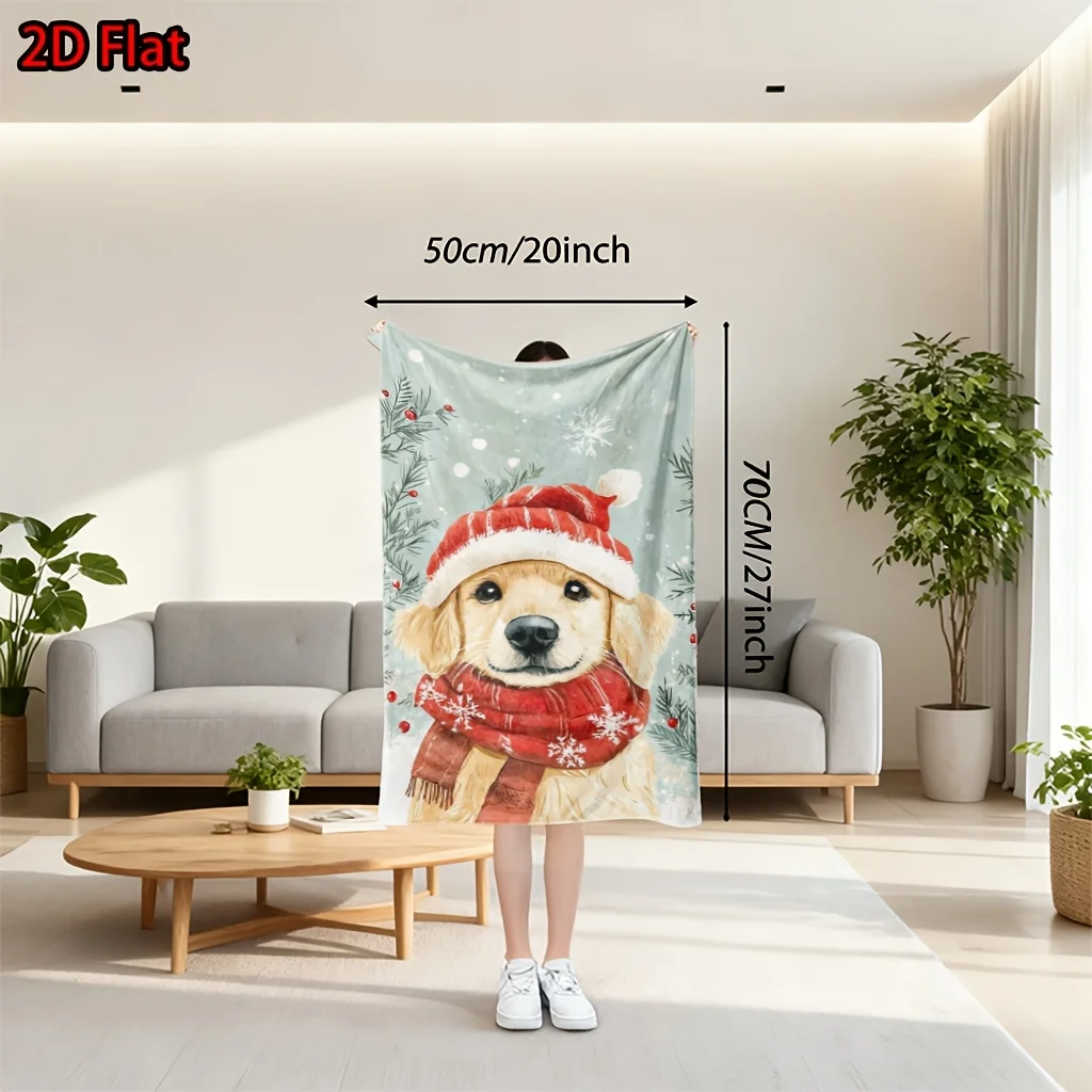 Ultra Cute Dog Christmas Throw Blanket Golden Retriever Puppy Xmas Decor Tapestry Festive Cozy Winter Holiday Home Accent Gift
