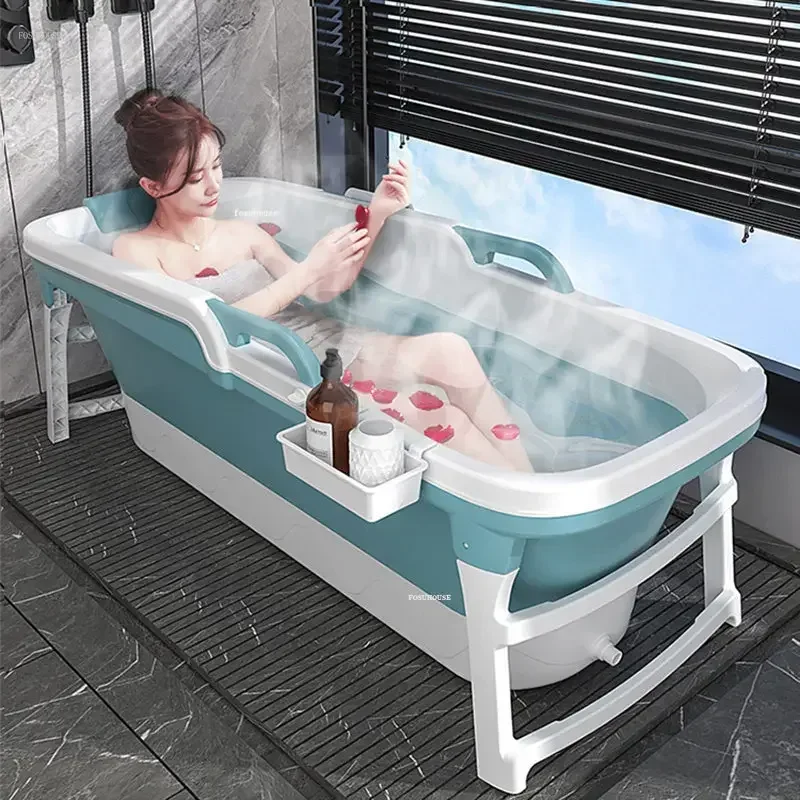 Portable Bathtub Foldable Bathing Basin Household Foaming Tub Adult Bathing Tub Adult Washing Basin Full Body Sweat Steam QR