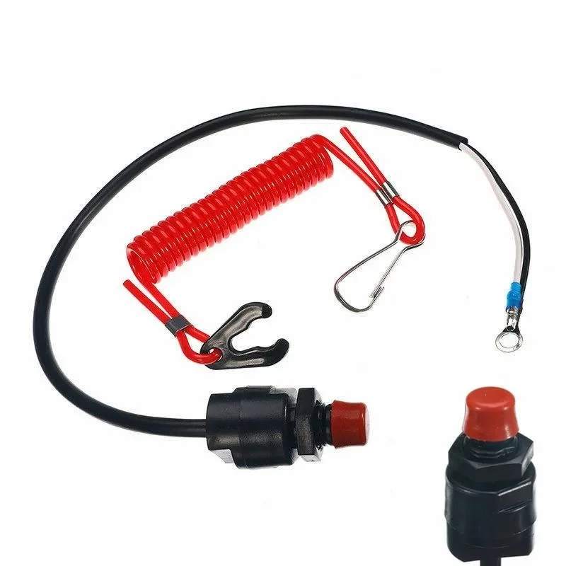 Emergency Kill Stop Switch Outboard Cut Off Boat Motor Emergency Kill Stop Switch 2.8x5.5cm W/Safety Tether Lanyard For Boat