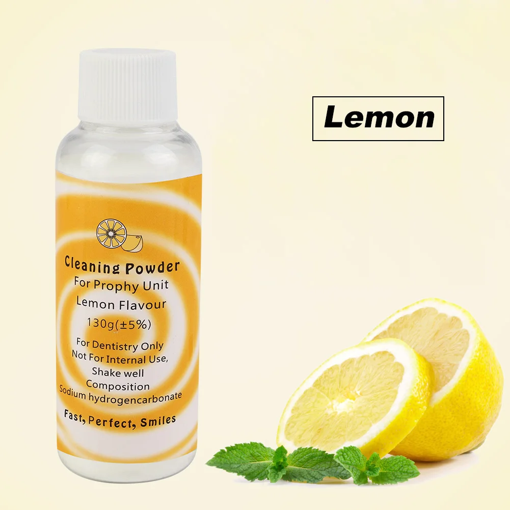 3 pz 130g/bottiglia sbiancamento dei denti essenza pulizia dentale polvere flusso d'aria lucidatura placca rimozione macchia menta limone 3 gusti