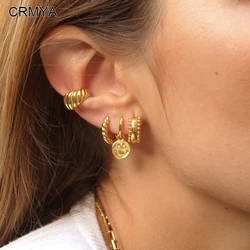 CRMYA Gold-color Clip Hoop Earrings for Women Fashion Genuine Gold Electroplating No Fading Earrings Set 2023 Jewelry Wholesale