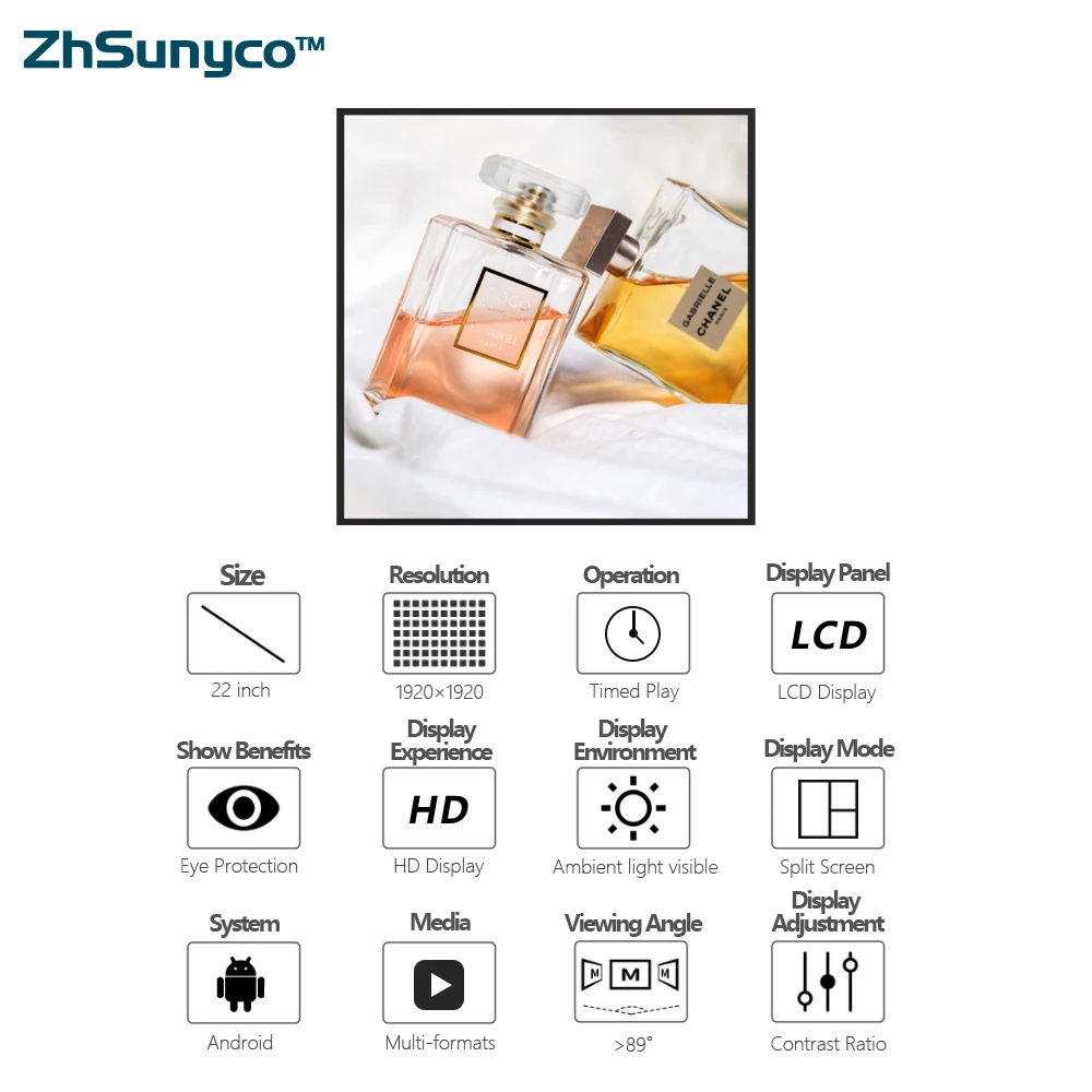 Smart Square Lcd Display High Brightness 33.2 Inch TFT Modules ultra Wide Digital Art Signage Lcd Screen Frame