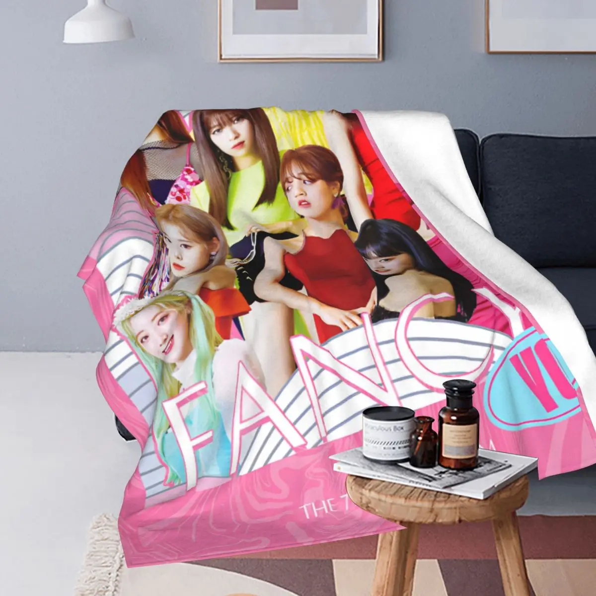 K-POP-TWICE Idol Pattern Blanket Coral Fleece Plush Autumn/Winter Breathable Ultra-Soft Throw Blankets for Bed Plush Thin Quilt