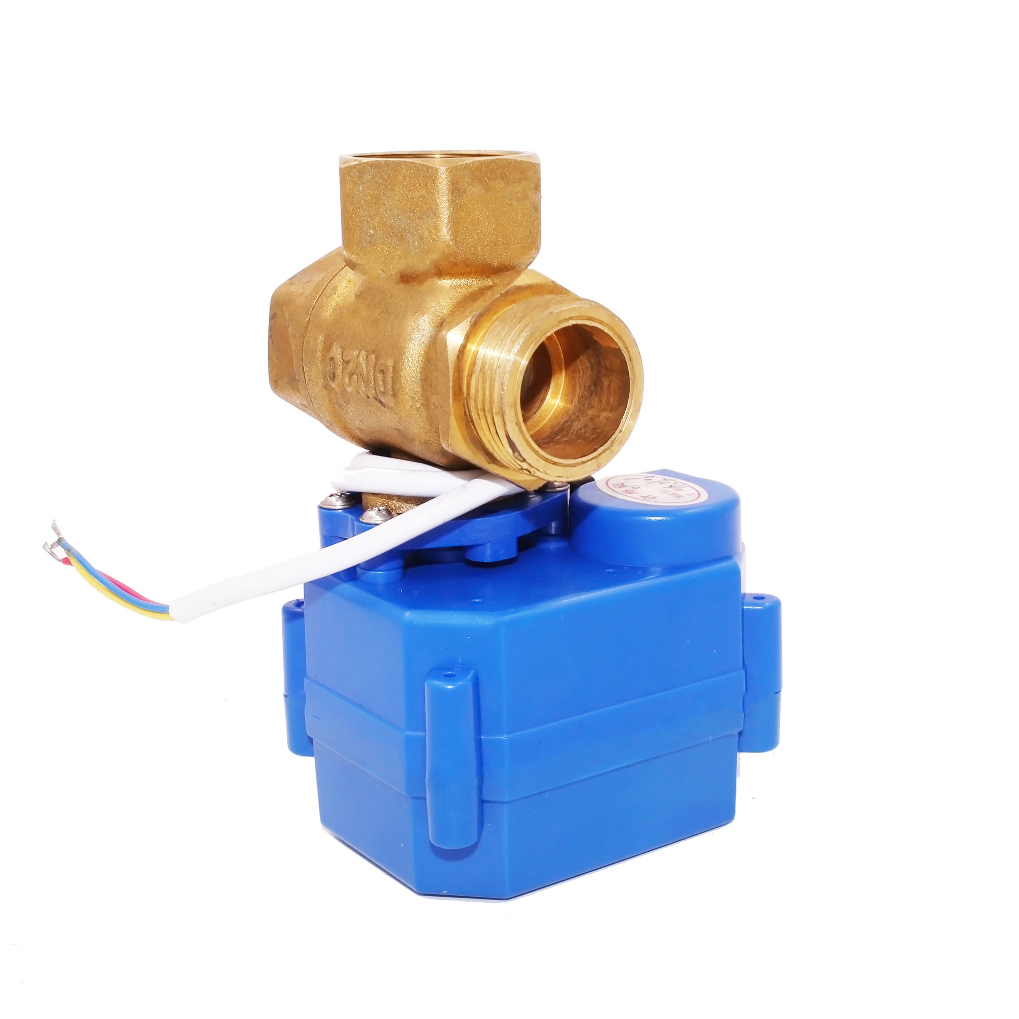 12v 3-weg kogelkraan 1/2 "3/4" messing t type CWX-15N DN15 DN20 gemotoriseerde 3-weg kogelkraan