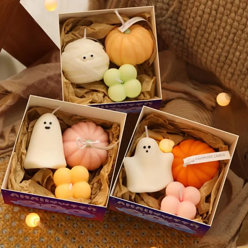 Halloween Scented Candle Ghost Pumpkin Gift Box Set Aromatherapy Holiday Cute Gift Home Fragrance Decoration Ornament Atmosphere