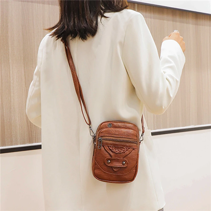 Multi-Functional Soft PU Leather Small Shoulder Bag For Women Vintage Crossbody Bag Cash Purse Cell phone Baga Handbag Purse