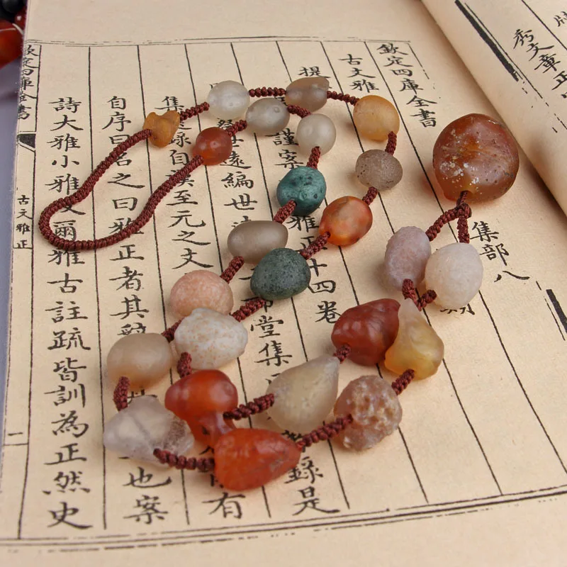Alashan Gobi Raisin Tendon Agate Sugar Heart Color Jade Necklace - view 2