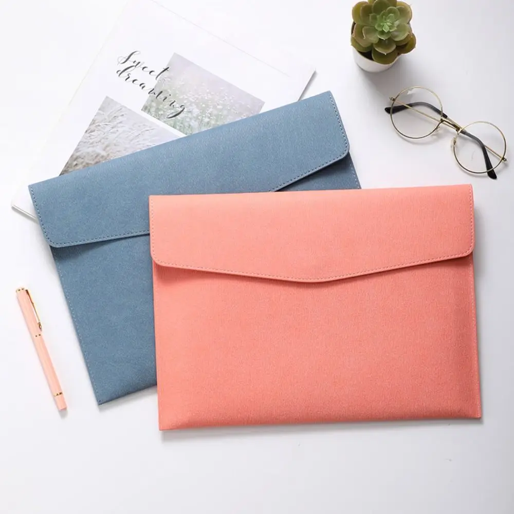 Bolsa para documentos de piel sintética de gran capacidad, bolsa portátil resistente al desgaste para información comercial, bolsa de almacenamiento de archivos A4 Simple de cuatro colores