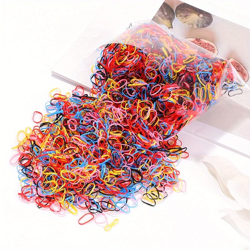 500Pcs/bag Girls Colourful Disposable Rubber Band Hair Ties Headband Children Ponytail Holder Bands Kids Hair Accessories