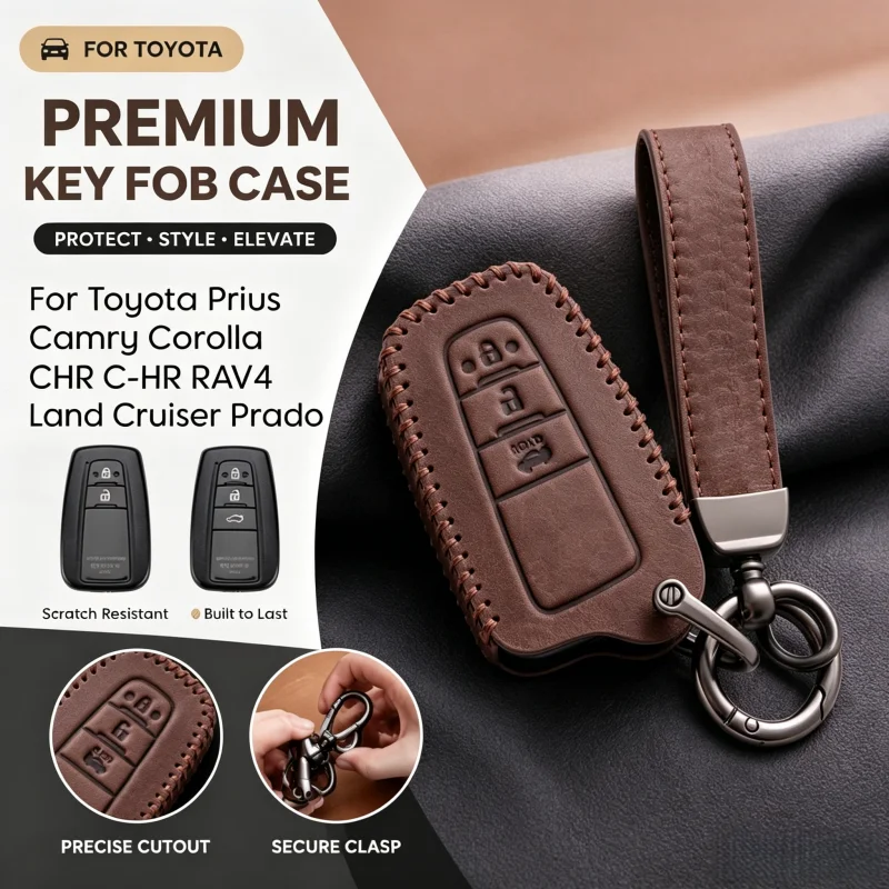 Car 2/3 Button Key Case Cover Key for Toyota Camry CHR Corolla RAV4 Avalon Land Cruiser Prado Prius 2017 - 2022 Fob Keychain