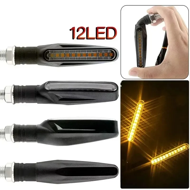 1Pcs Universal Motorcycle Flashing Light Tail Lamp Motorcycle LED Turn Signal Light DRL Amber Flowing Blinker Indicator