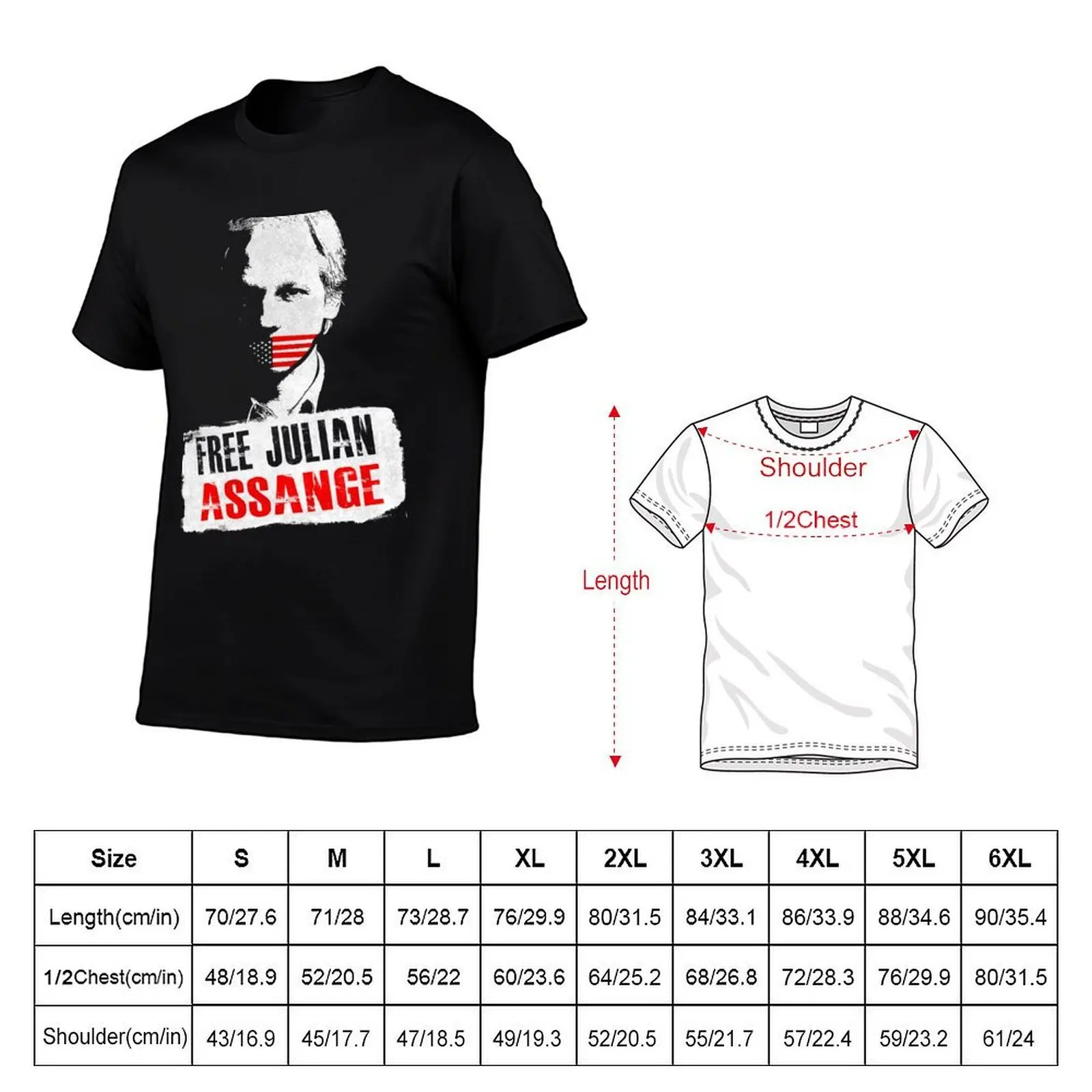 Free Julian Assange Essent T-Shirt funny t shirts cotton t shirts for man slim fit T-Shirt
