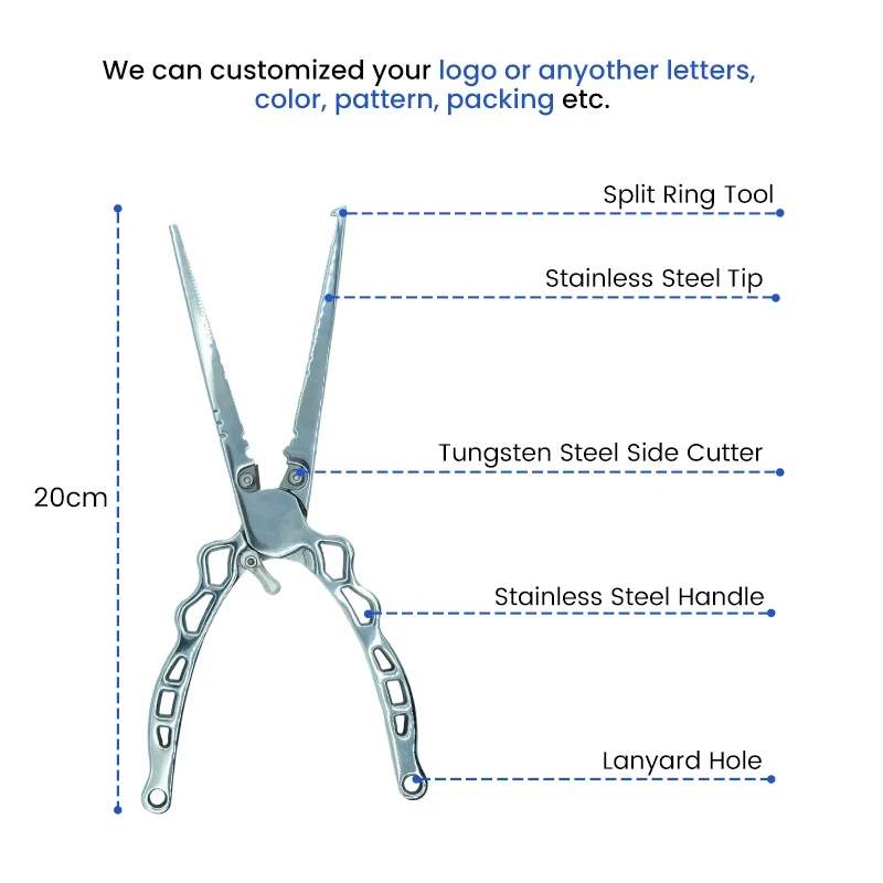 Multifunction Fishing Pliers Braid Cutters Lightweight Stainless Steel Fishing Tools Split Ring Pliers