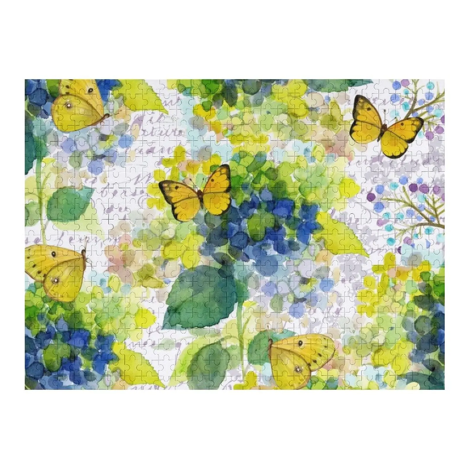 

Hydrangea and butterfly watercolor Jigsaw Puzzle Custom Wooden Name Customized Gifts For Kids Diorama Accessories Puzzle