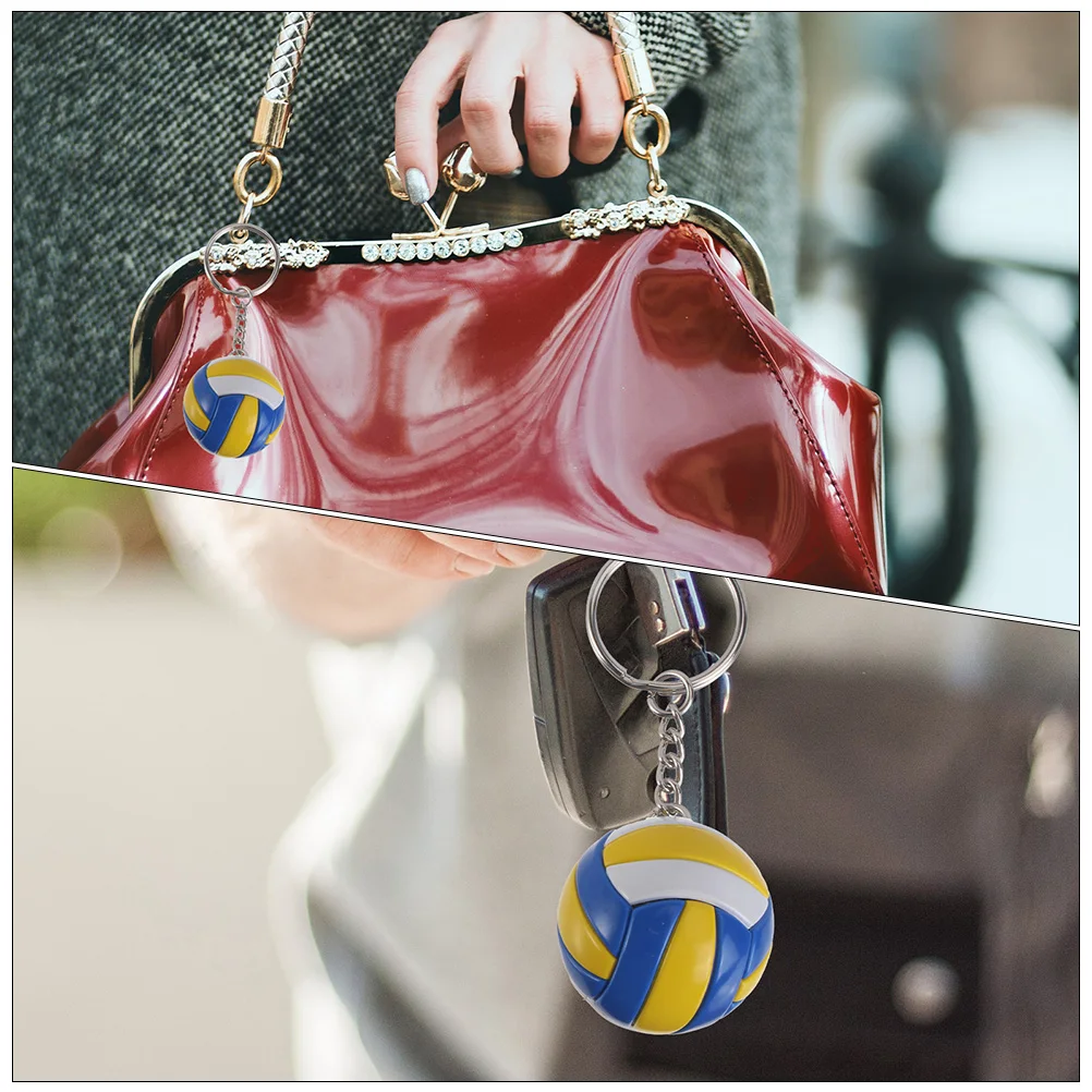 

3pcs Pu Volleyball Key Chains Durable Sports Theme Keyrings For Fans Rust Resistant Gift Bag Ornament Creative Design Stereo Key