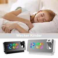 180-Degree Rotation Projection Alarm Clock 12H/24H Bedroom Time Projector LED Digital Clock Flexible Snooze Table Loud Alarm