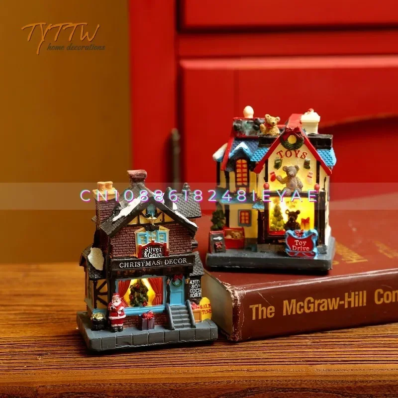 Christmas Decorations Luminous Cottage House Scene Layout Atmosphere Night Light Creative Cute Gift Ornaments