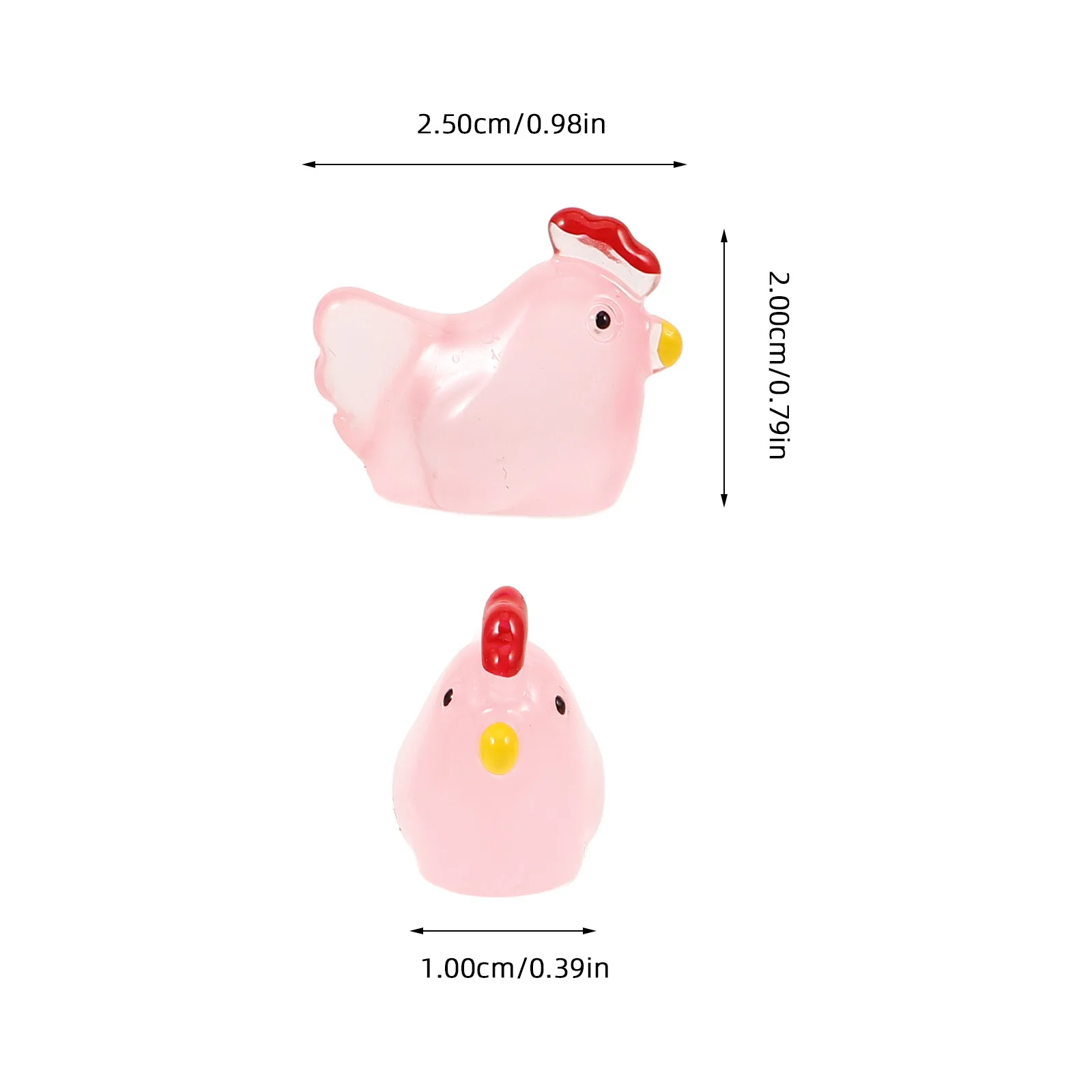 Mini poussin en résine, 20 pièces, adorables Statues d'animaux brillants pour armoires de voiture, jardins, poulet lumineux, petites Figurines de poulet