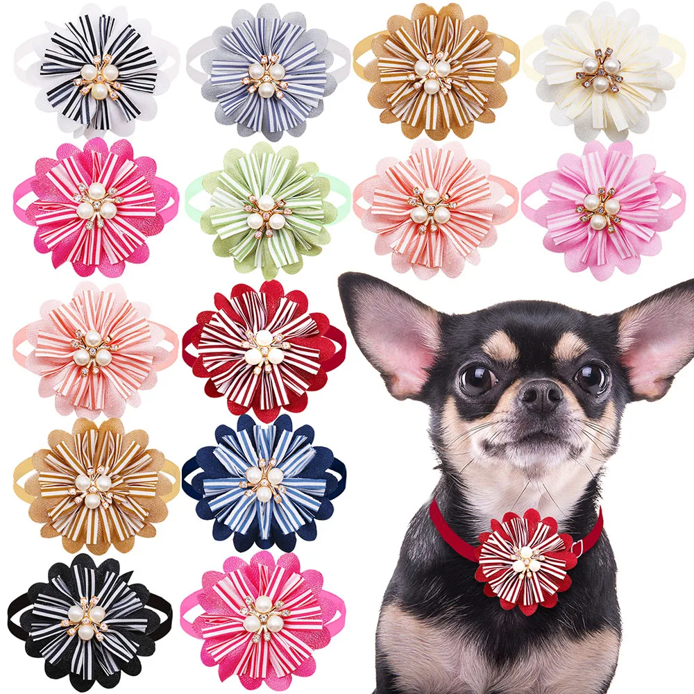 20PCS Pet Collar Pet Grooming Accessories Dog Bow Tie Handmade Adjustable Pets Necktie Collar For Dog and Cat Pet Supplies