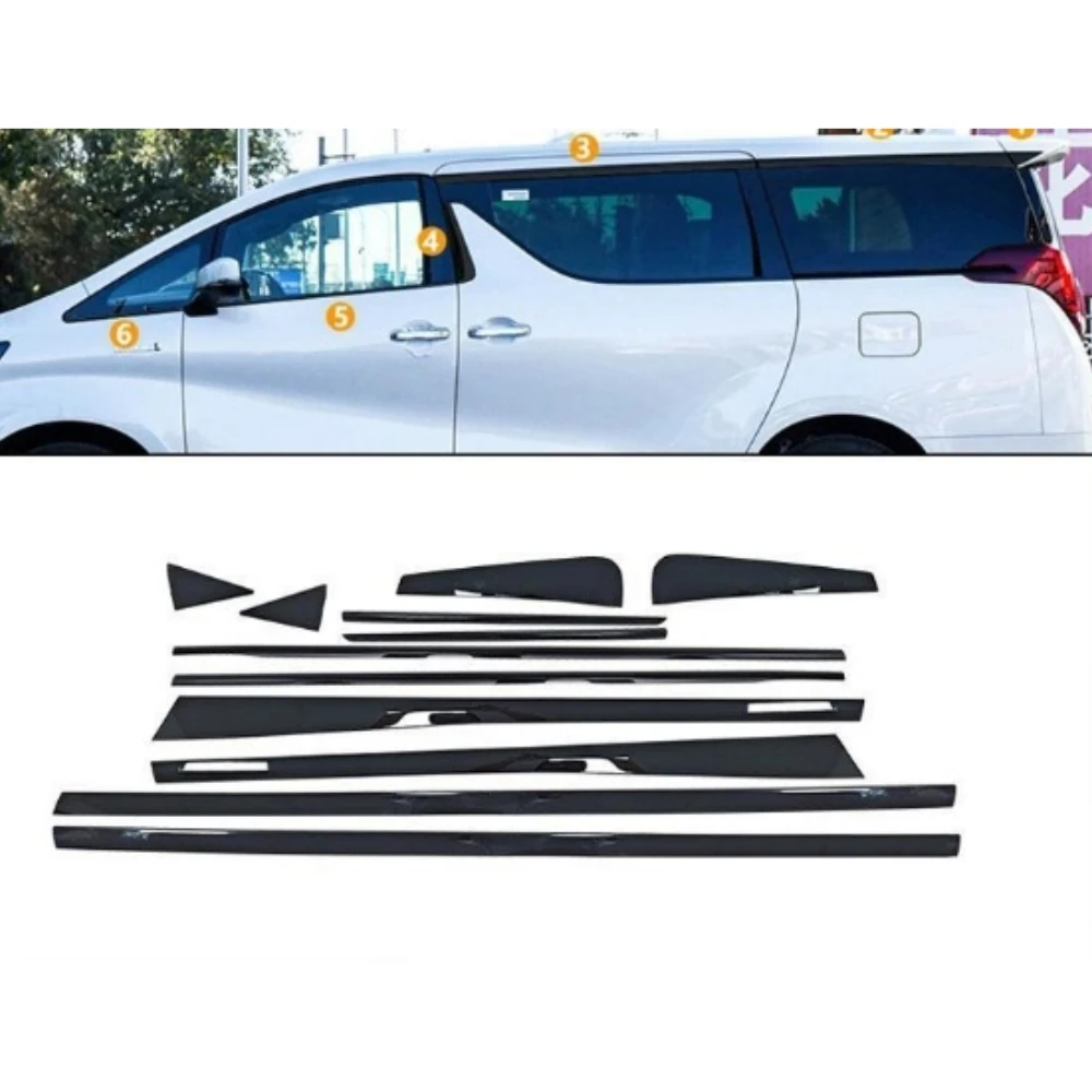 Bright black window trim FOR TOYOTA ALPHARD 2015-2023
