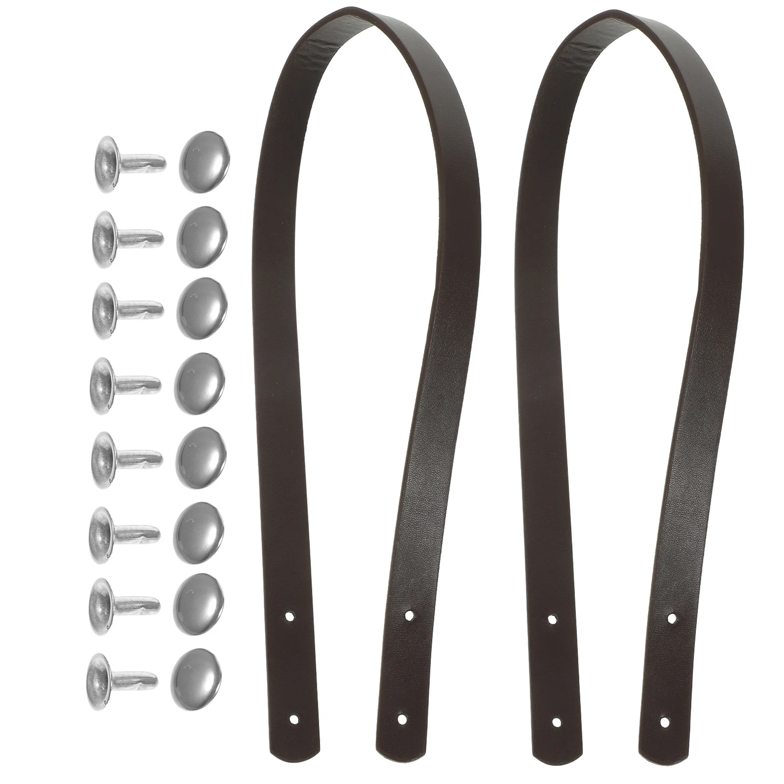 

2 pcs 60Cm Pu Handbag Strap Tote Replacement Thickened Rivets Style Bag Handle For Women Diy Deep Coffee