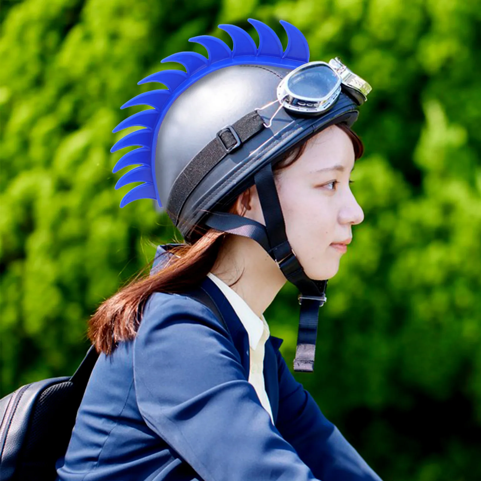 

Creative Personalized Retro Motorcycle Patch Cockscomb Head Horn Joint Strip Blue Arc-Shaped Motorcycle Decor Accessories